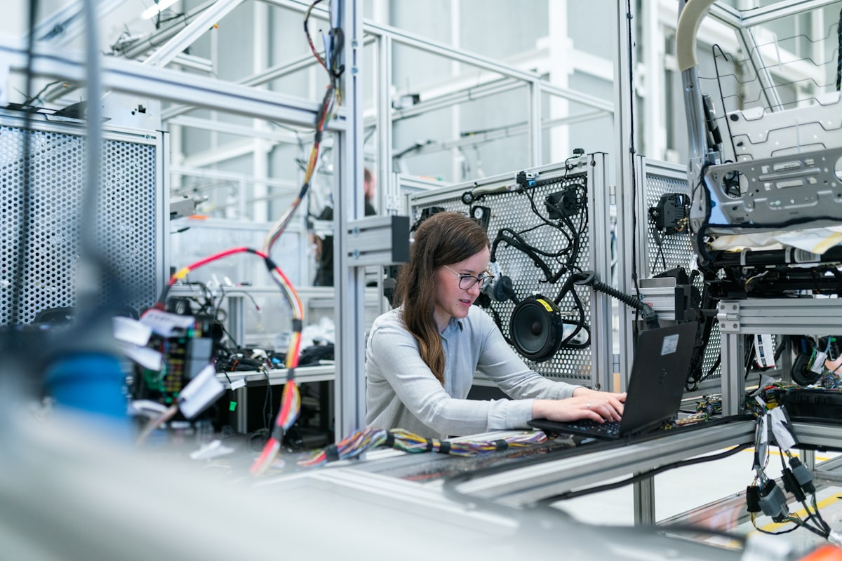 Modern electronic assembly line in an Irish manufacturing facility.